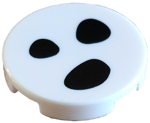 Lego Tile, Round 2 x 2 with Bottom Stud Holder with 3 Black Dalmatian Spots Pattern