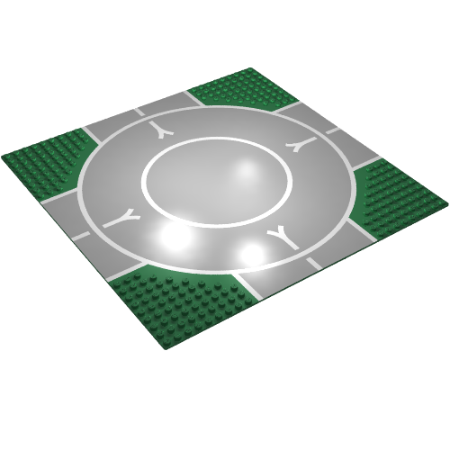 Lego Baseplate 32 x 32 with 9-Stud Crossroads / Landing Pad with Runway Print / Green