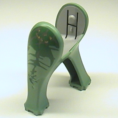 Lego Animal Body Part, Dinosaur, Legs Long, Dark Gray, Medium Orange, and Dark Green Grassy Print