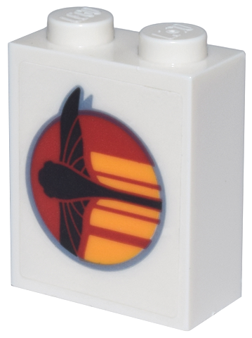 Lego Brick 1 x 2 x 2 with Inside Stud Holder with Red Circle, Black SW The Phantom and Bright Light Orange Stripes Pattern on Both Sides (Stickers) - Set 75357