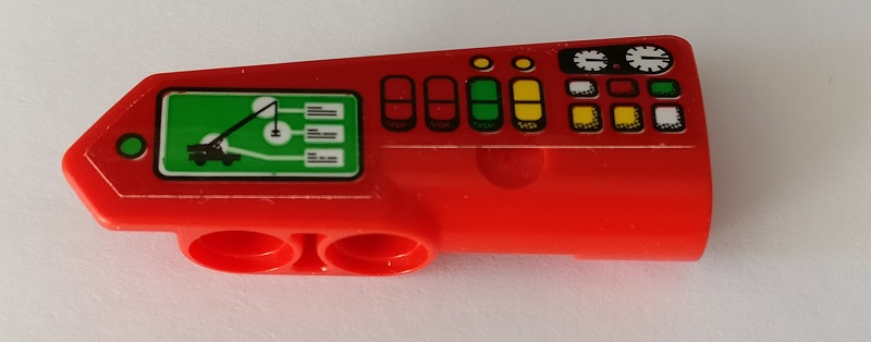 Lego Technic, Panel Fairing #21 Very Small Smooth, Side B with Display and Instrument Panel Pattern (Sticker) - Set 42082 / Red