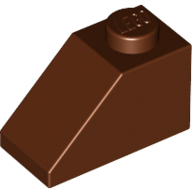 Lego Brick Sloped 45° 2 x 1 with Bottom Pin / Reddish Brown