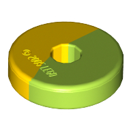 Lego Projectile, Weapon Disc 2 x 2 with Marbled Yellow Pattern / Lime