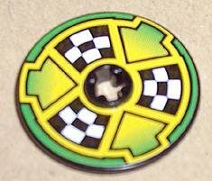 Lego Technic, Disk 3 x 3 with Checkered Flags and Arrows on Green Pattern (Sticker) - Set 8241 / Black