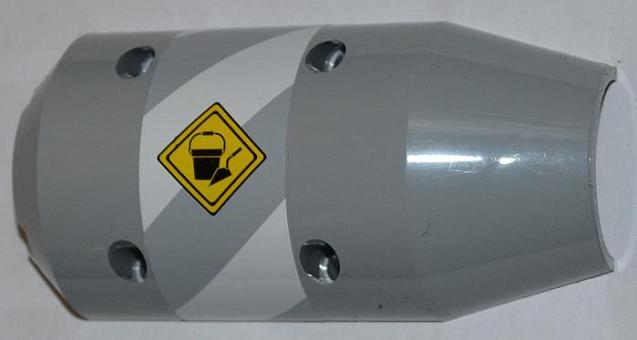 Lego Vehicle, Tipper Drum 3 x 6 x 10 Half with 4 Pin Holes and Bucket and Trowel on Sign Pattern Model Left (Sticker) - Set 60018 / Light Bluish Gray