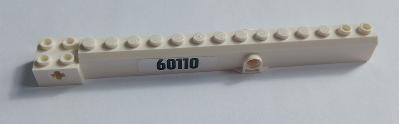 Lego Crane Arm Outside, Wide with Pin Hole at Mid-Point with Black '60110' Pattern on Both Sides (Stickers) - Set 60110