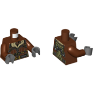 Lego Torso Jacket with Tan Fur Collar, Straps and Belt Print, Reddish Brown Arms, Light Nougat Hands / Reddish Brown