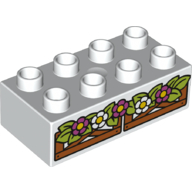 Lego Duplo Brick 2 x 4 with Flower, Leaves, Wooden Fence Print