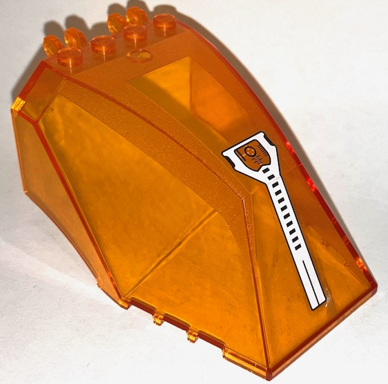 Lego Windscreen 8 x 6 x 4 with Locking Dual 2 Fingers with White Bar and Crosshairs Pattern (Sticker) - Set 7649