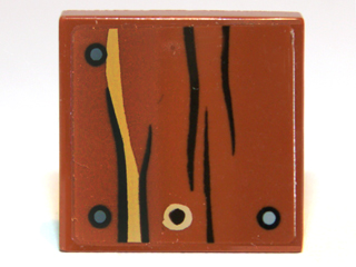 Lego Tile 2 x 2 with Wood Grain and Nails Pattern (Sticker) - Set 9473 / Reddish Brown