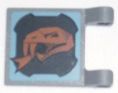 Lego Flag 2 x 2 Square with Flat Edge with Copper Snake Head on Black Background Pattern Model Right Side (Sticker) - Set 8823 / Dark Bluish Gray