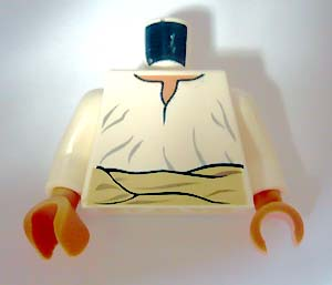 Lego Torso Indiana Jones with Loose Shirt and Tan Belt Pattern / White Arms / Nougat Hands