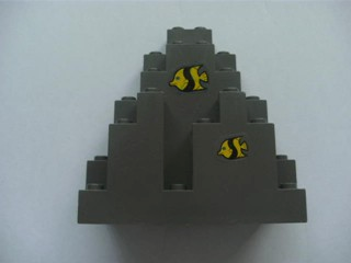 Lego Rock Panel 3 x 8 x 7 Triangular (LURP) with 2 Fish Pattern (Stickers) - Set 6559 / Dark Gray