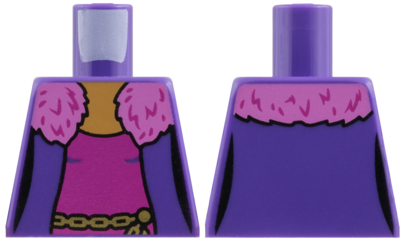 Lego Torso Jacket Dark Pink Fur Collar, Magenta Shirt, Gold Chain Pattern / Dark Purple