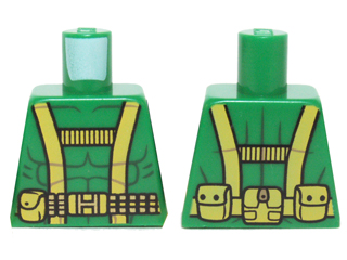 Lego Torso Muscles Outline with Yellow Harness Straps and Utility Belt Pattern / Green