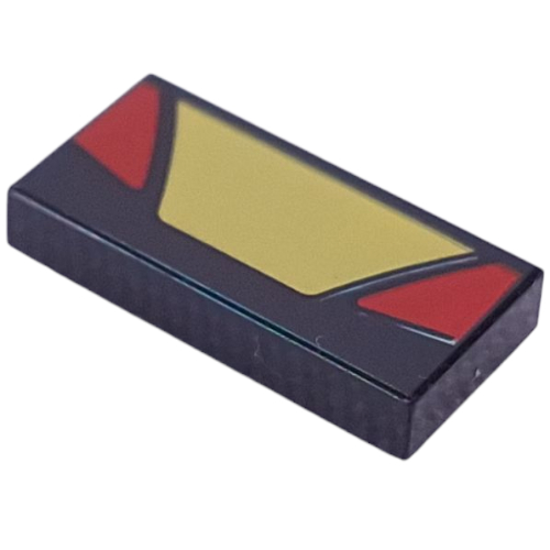 Lego Tile 1 x 2 with Yellow Trapezoid, Red Triangles Print
