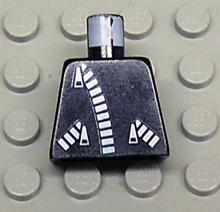 Lego Torso Leather Jacket with Thick White Zippers Pattern / Black