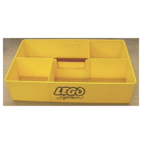 Lego Storage Bin, with Retractable Handle on Top - LEGO System Print / Yellow
