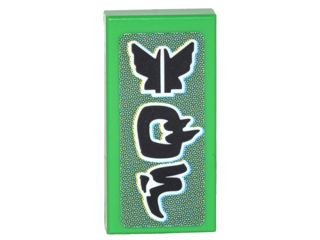 Lego Tile 1 x 2 with Black Wings Logo, Ninjago Logogram 'GS' with White Outlines on Gray Background Pattern (Sticker) - Set 70620