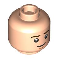 Lego Minifig Head Frodo, Reddish Brown Eyebrows, Smile / White Eyes Scared print / Light Nougat