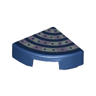 Lego Tile Round 1 x 1 Quarter with Yellowish Green/Lavender Stripes Print