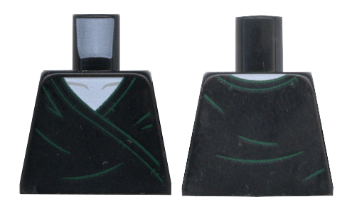 Lego Torso Harry Potter Voldemort with Dark Green Robe Lines and Back Print Pattern / Black