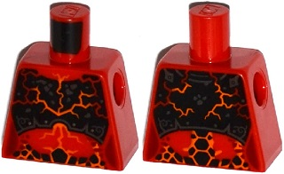 Lego Torso Nexo Knights Female Armor Chest Plate, Orange and Dark Red Cracks and Orange, Black and Dark Red Spots Pattern / Red