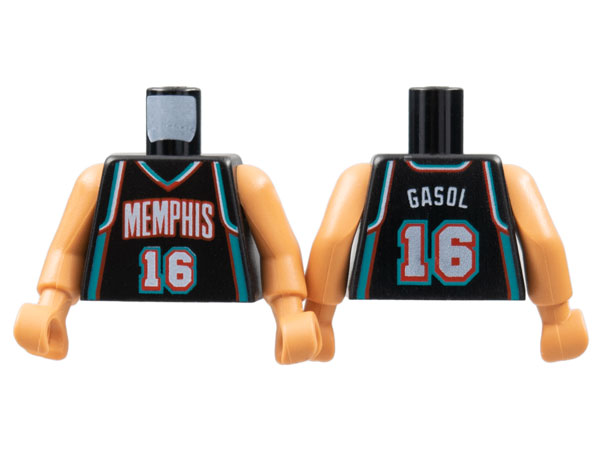 Lego Torso NBA Memphis Grizzlies #16 Gasol Pattern / Nougat NBA Arms