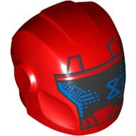 Lego Helmet with Armor Plates and Ear Protectors with Black Visor, Blue Hourglass print / Red