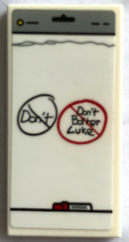 Lego Tile 2 x 4 with Flip Chart with 'Don't', 'Don't Bother Luke' and Red Pen Pattern (Sticker) - Set 21336