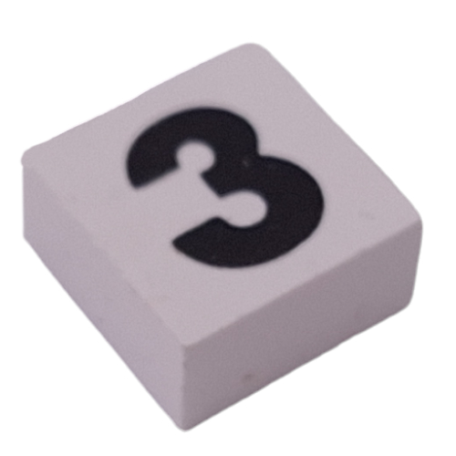 Lego Modulex Tile 2 x 2 with Black '3' Print, without Internal Supports