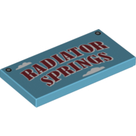 Lego Tile 2 x 4 with 'RADIATOR SPRINGS' Sign Print