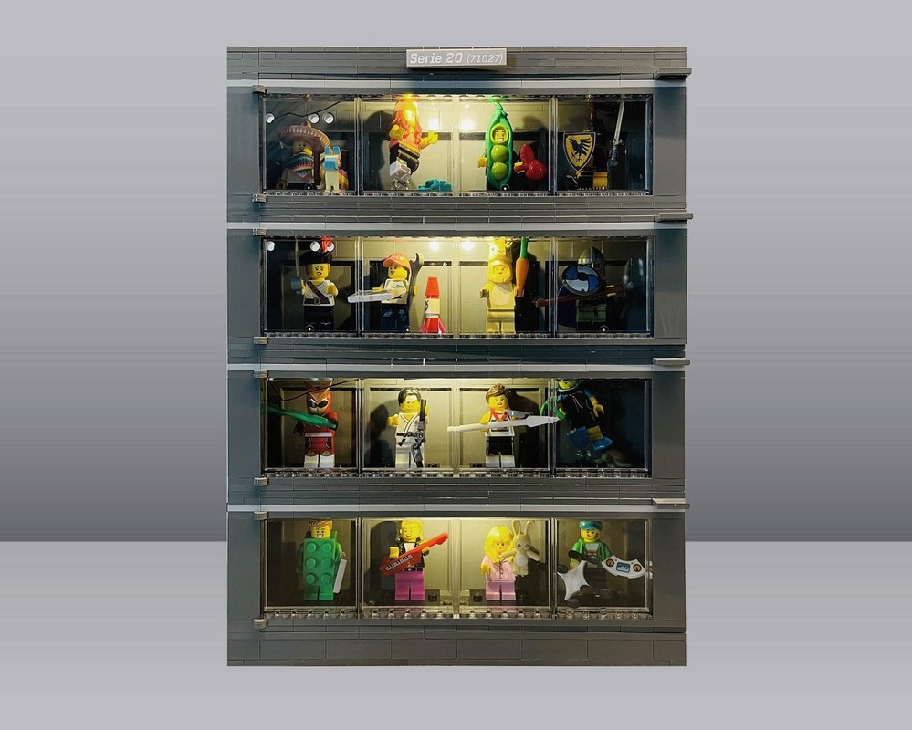 Lego Minifigure Display Frame / Showcase for 16 minifigures with optional LED lights