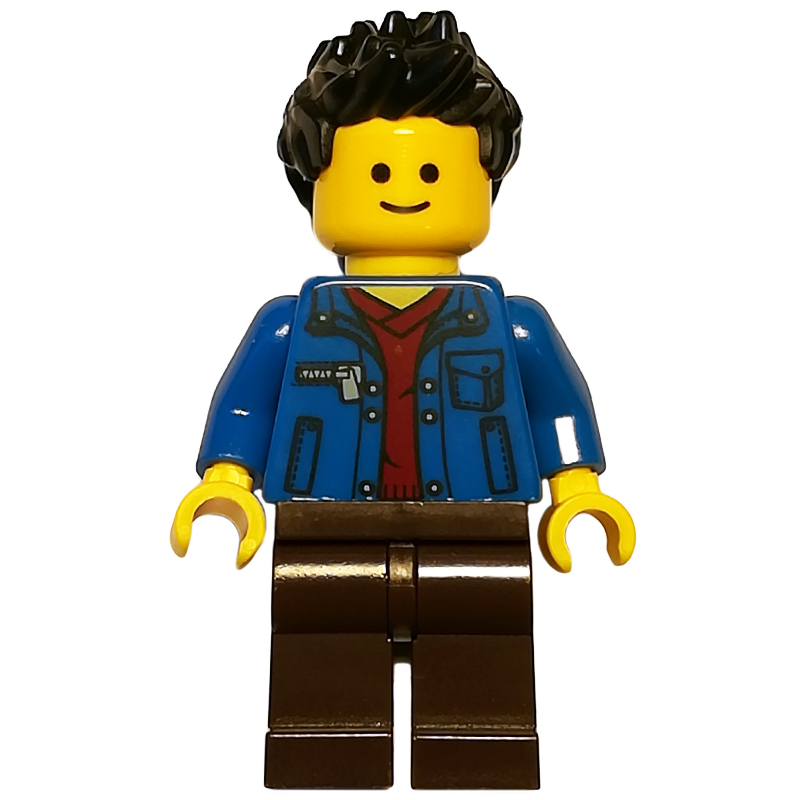 Lego Blue Torso, Dark Brown Legs, Black Hair
