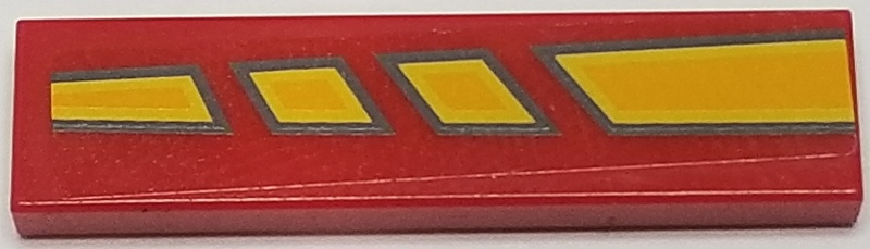 Lego Tile 1 x 4 with Bright Light Orange and Dark Bluish Gray Tapered and Broken Lines Pattern Model Left Side (Sticker) - Set 10200