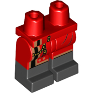 Lego Hips with Red Legs and Black Boots Pattern with Black and Gold Trim, Gold Tassel Print