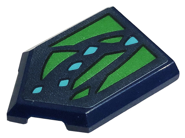Lego Tile, Modified 2 x 3 Pentagonal with Green Skin and Medium Azure Scales Pattern (Sticker) - Set 71766