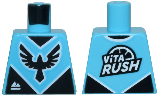 Lego Torso Jersey with Black Bird Emblem and White 'ViTA RUSH' and Mountains Logo Pattern / Medium Azure