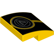 Lego Brick Curved 2 x 2 x 2/3 with Silver '7' in Circles over Black Stripes Print