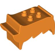 Lego Duplo Brick, Hair, 2 x 2 Top Studs, Spiked to Side, Spiked Bangs / Orange