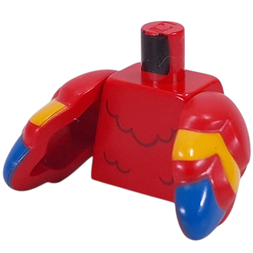 Lego Torso with Feathers on Chest, Red Bird Wings with Yellow/Blue Feathers print