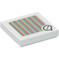 Lego Tile 2 x 2 with Speech Bubble with 3 Dots and Barcode Print (Sticker)