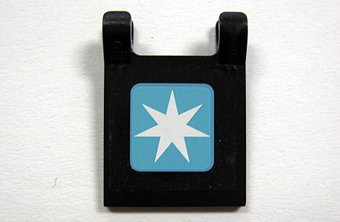Lego Flag 2 x 2 Square with Flat Edge with Maersk Star Logo Pattern (Sticker) - Set 10219