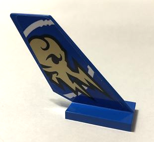 Lego Tail Shuttle with Gold Ninjago Jay Lightning Symbol in White Circle Pattern Model Right Side (Sticker) - Set 70668 / Blue