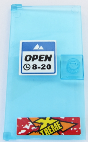 Lego Door 1 x 4 x 6 with Stud Handle with 'OPEN 8-20' Sign and Yellow 'X TREME' Pattern (Stickers) - Set 60203