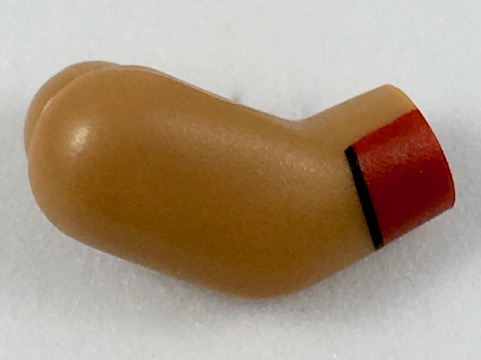 Lego Arm, Right with Red Cuffs Pattern / Medium Nougat