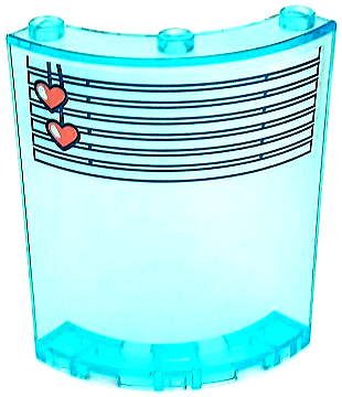 Lego Cylinder Quarter 4 x 4 x 6 with White Venetian Blinds, Straight with Coral Hearts Drawstring Pattern (Sticker) - Set 41394