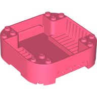 Lego Pod, Square Rounded Corners, Back, 8 x 8 x 2, Corner Studs, and Recessed Slots / Coral