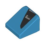 Lego Brick Sloped 30° 1 x 1 x 2/3 (Cheese Slope) with Black Air Vent print / Dark Azure