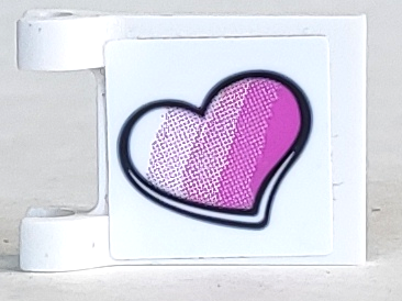 Lego Flag 2 x 2 Square with Flat Edge with Striped Pink Heart Pattern (Sticker) - Set 41333 / White